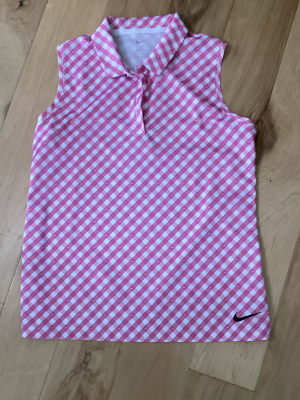 Nike Pink Gingham Mini Skirt with Black Swoosh